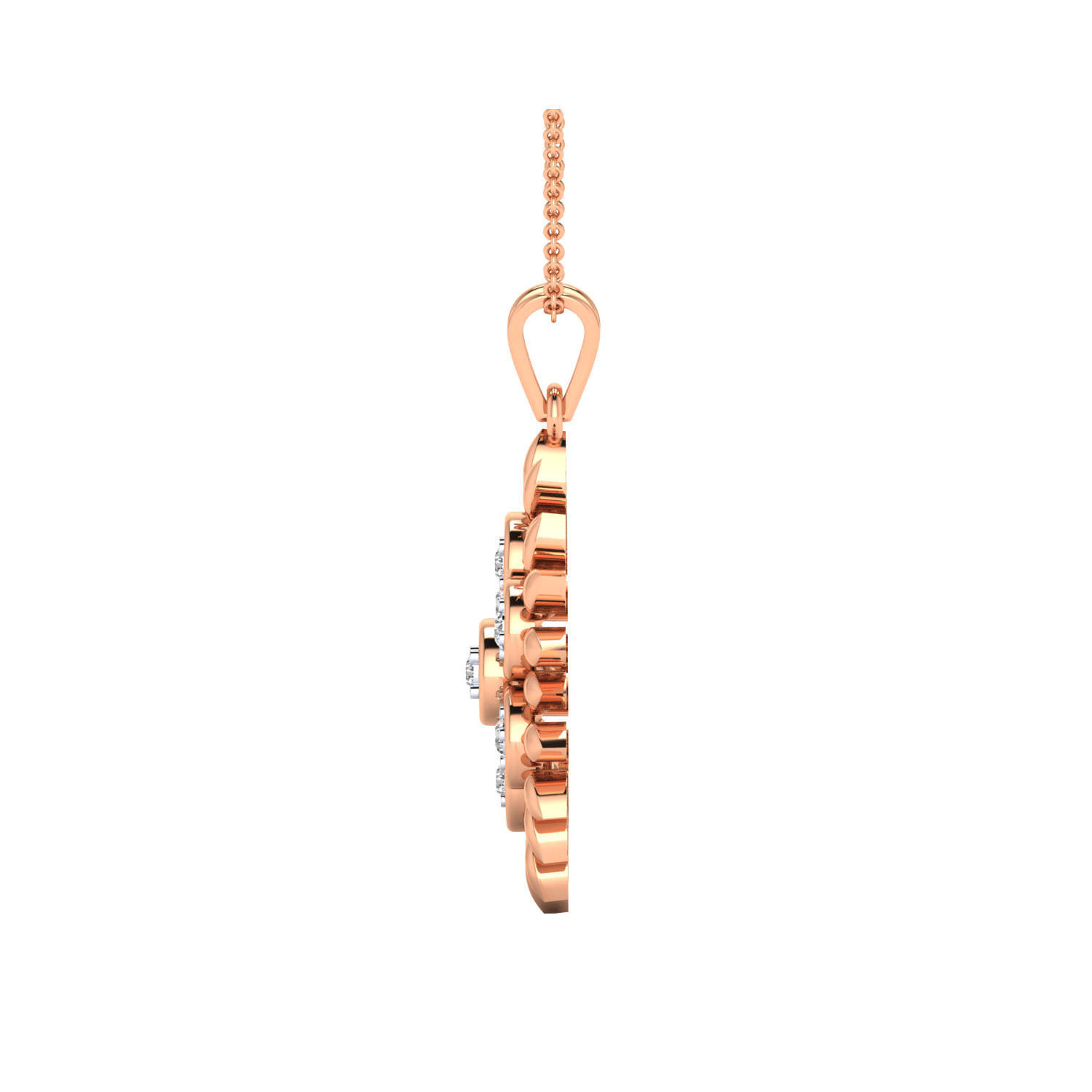 pendant-1129 rose gold pendant with diamonds 3D print model_4