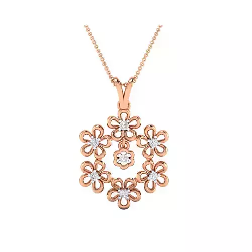 pendant-1128 rose gold flower pendant with diamonds