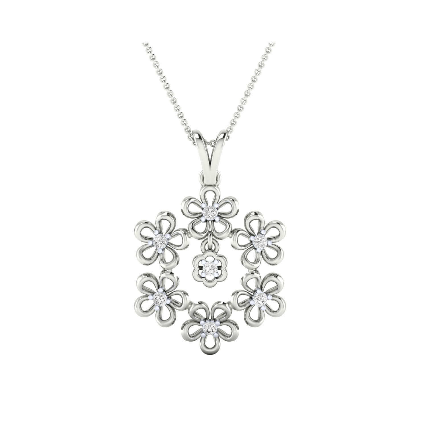 pendant-1128 rose gold flower pendant with diamonds 3D print model_7