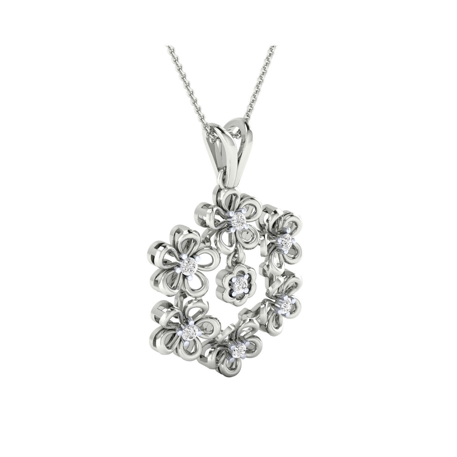 pendant-1128 rose gold flower pendant with diamonds 3D print model_2