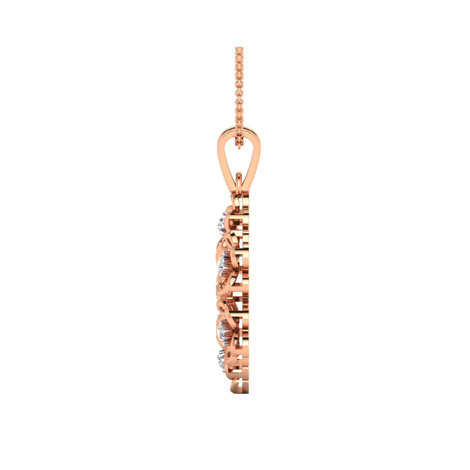 pendant-1128 rose gold flower pendant with diamonds 3D print model_4