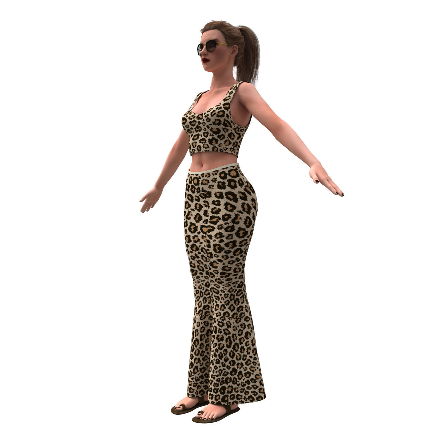 3d realistic female character with skirting clothes 3D model_2