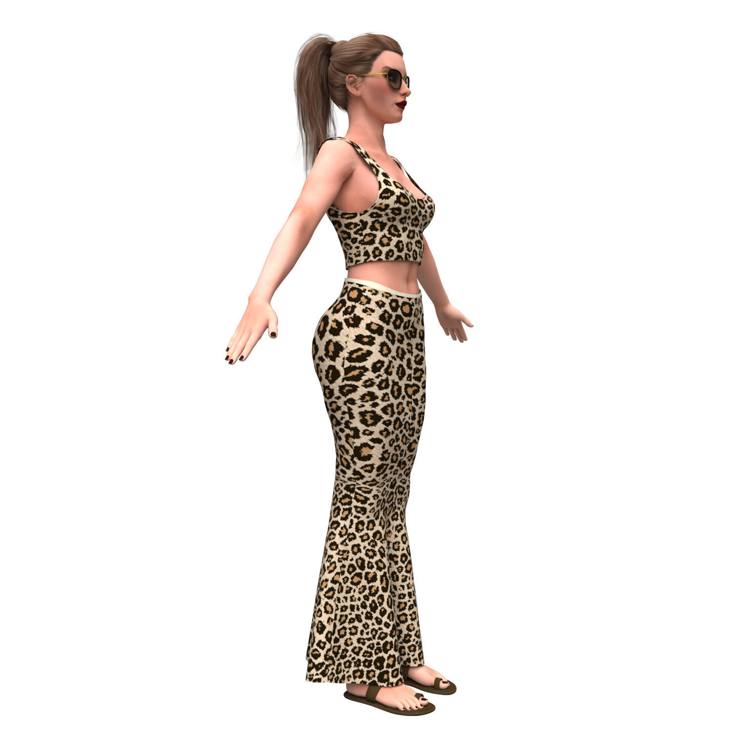 3d realistic female character with skirting clothes 3D model_7