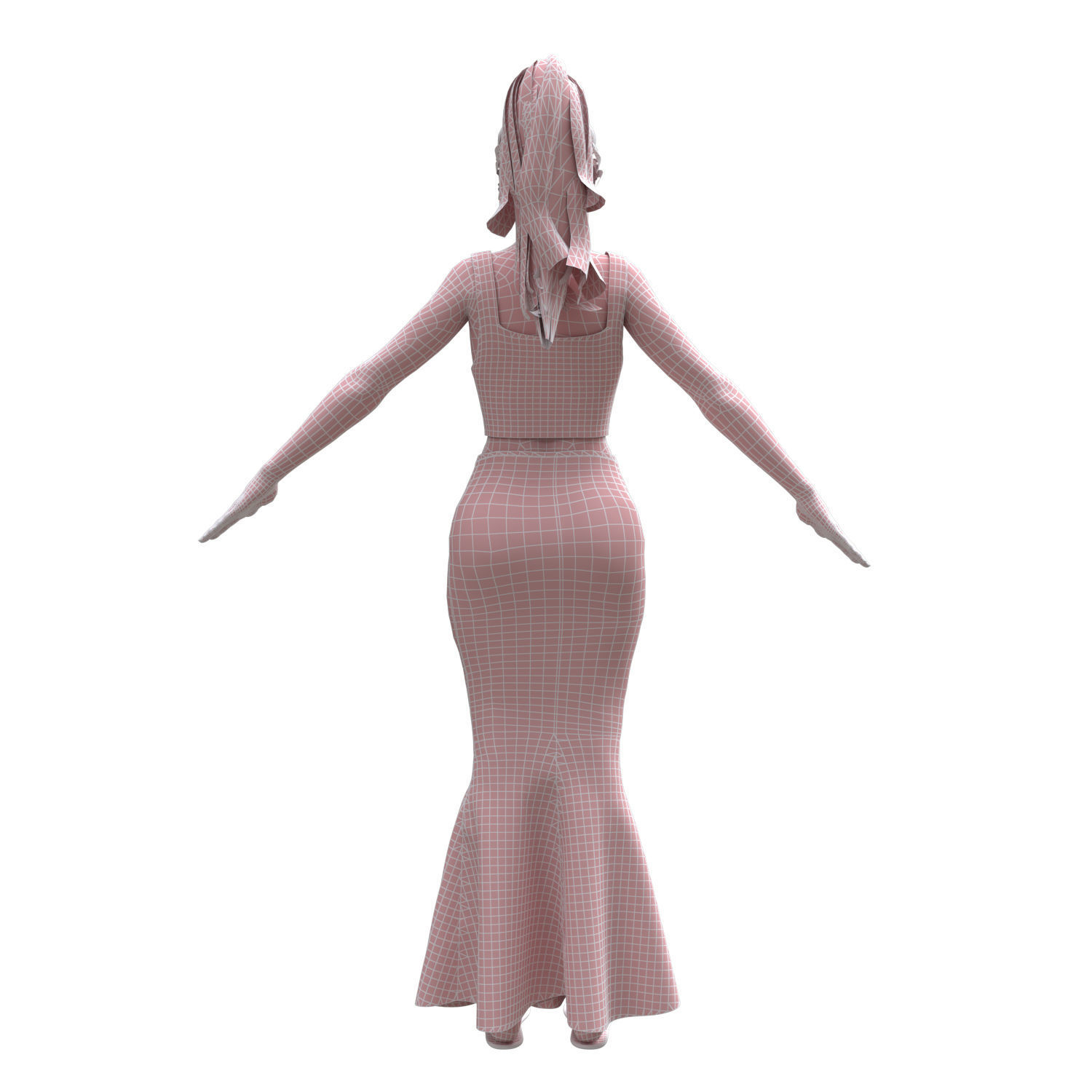 3d realistic female character with skirting clothes 3D model_14