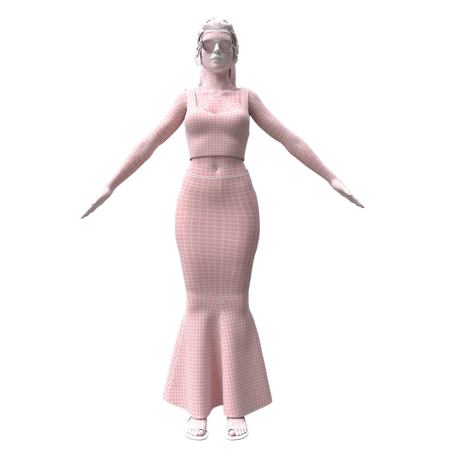 3d realistic female character with skirting clothes 3D model_13