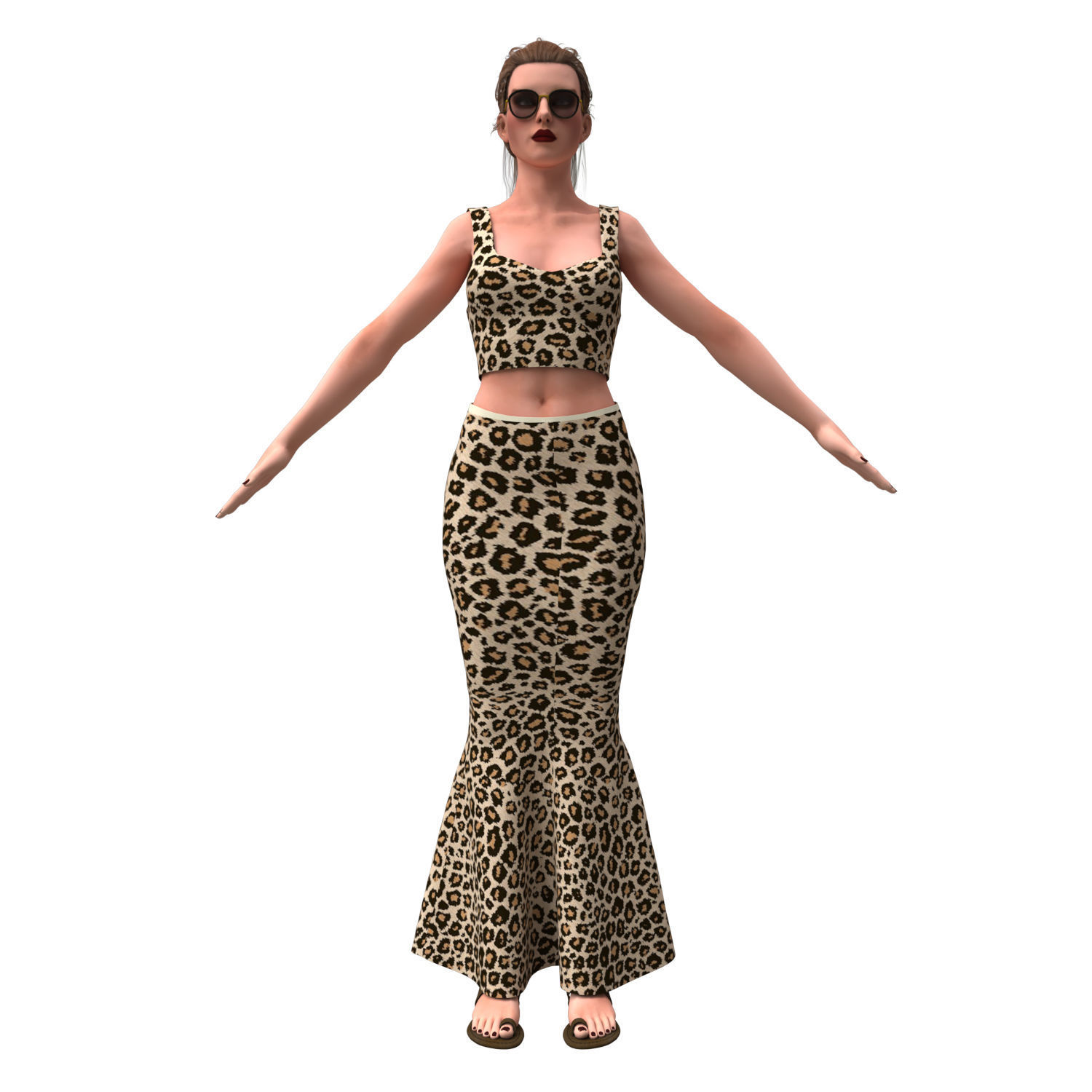 3d realistic female character with skirting clothes 3D model_1