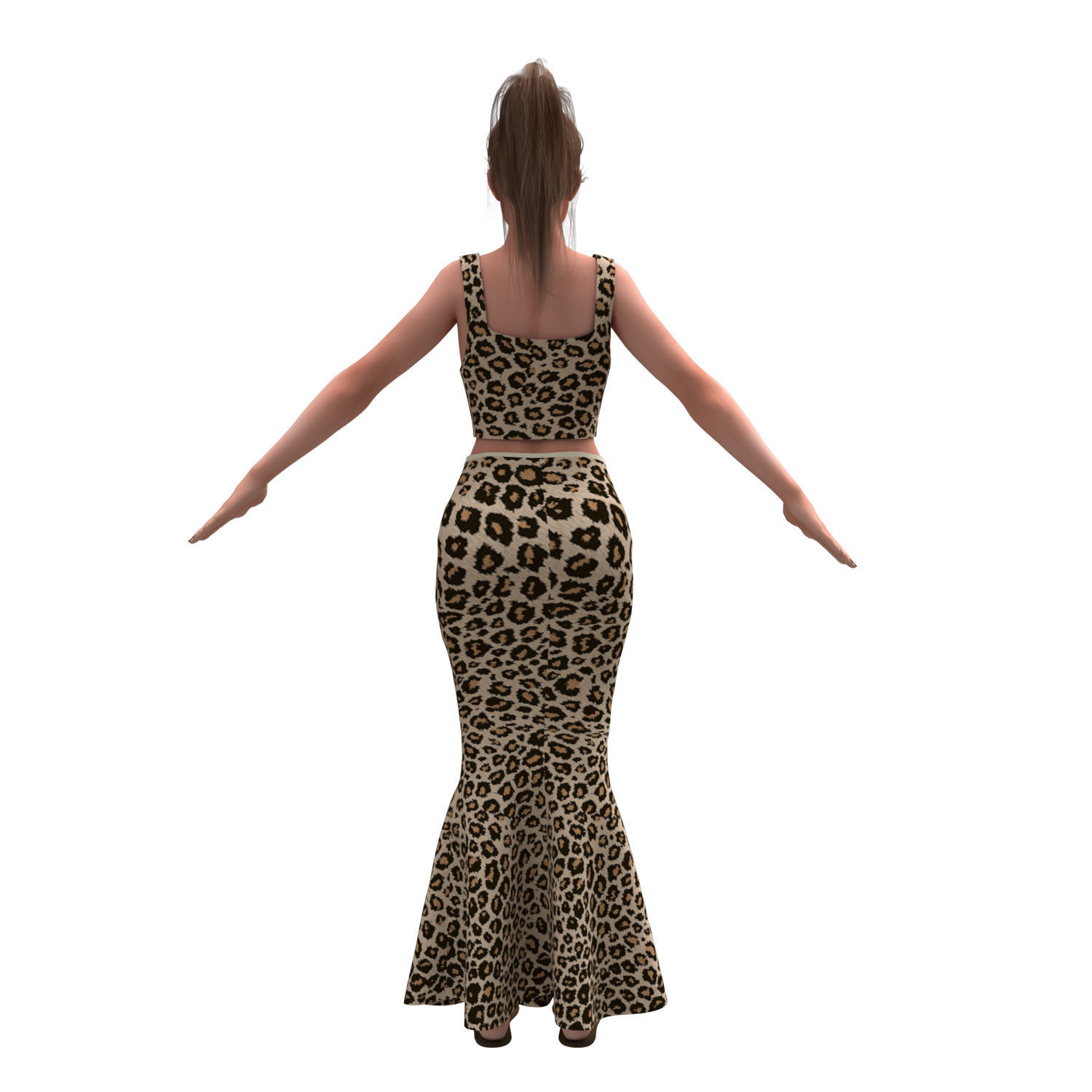 3d realistic female character with skirting clothes 3D model_5