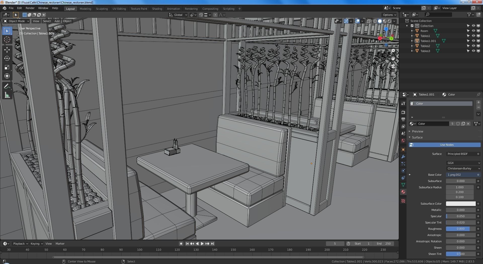 Cartoon restaurant Low-poly 3D model_5