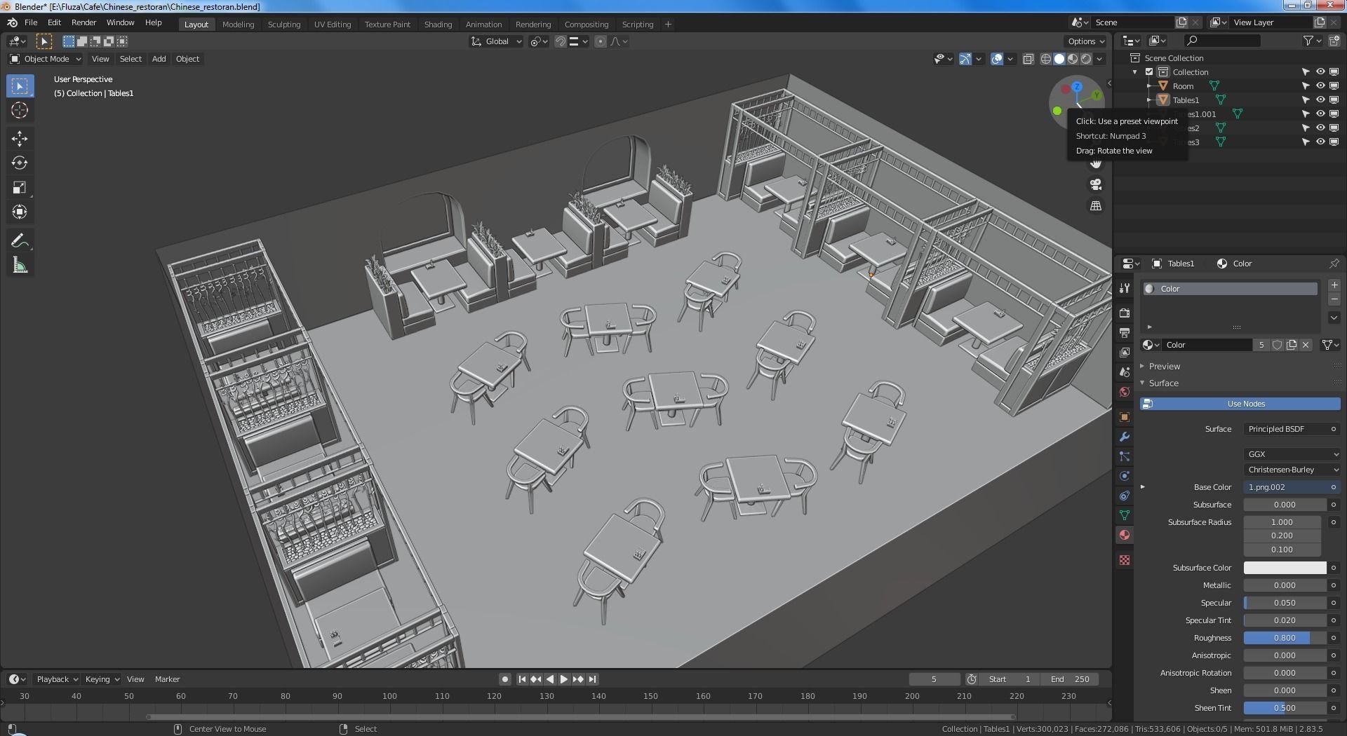 Cartoon restaurant Low-poly 3D model_9
