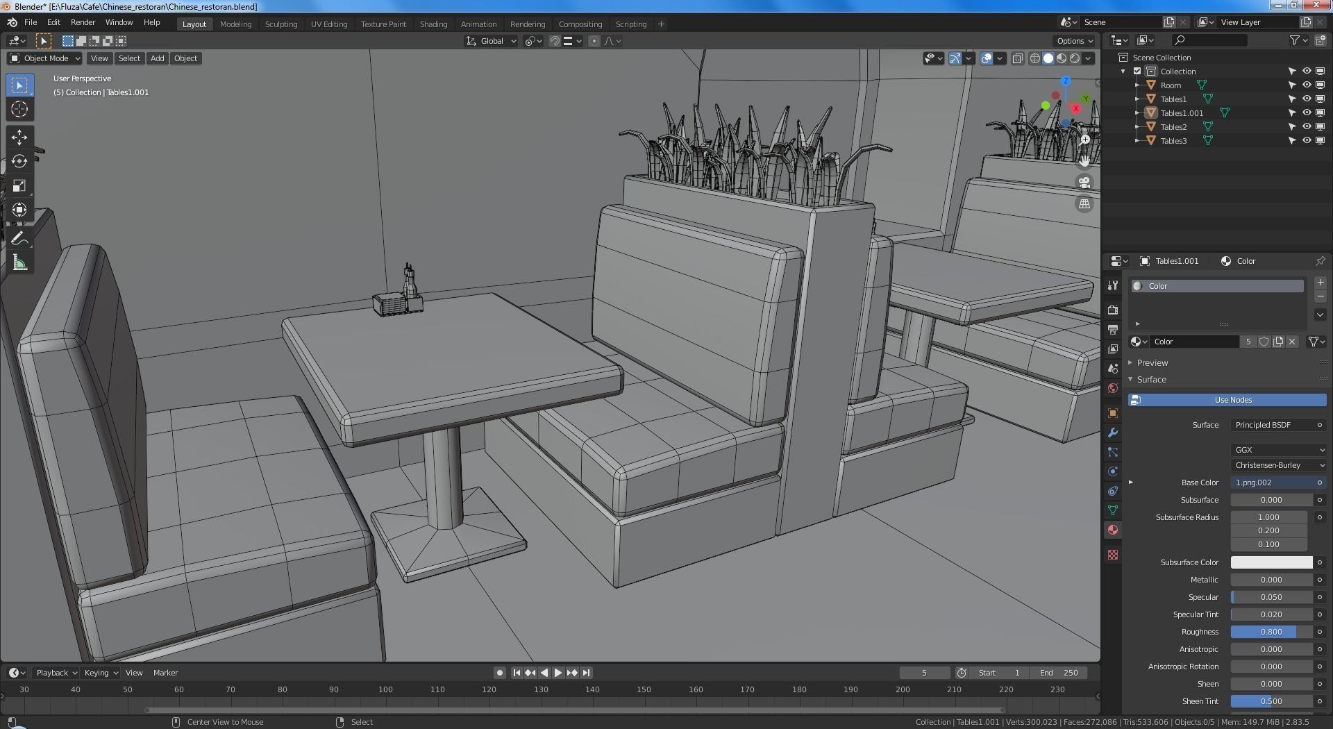 Cartoon restaurant Low-poly 3D model_7