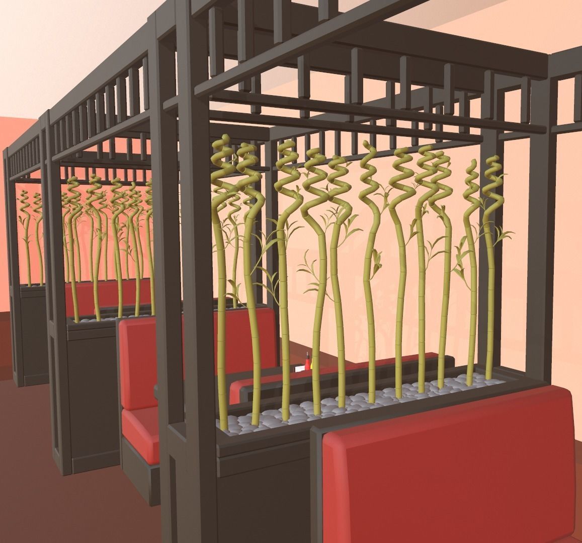 Cartoon restaurant Low-poly 3D model_1