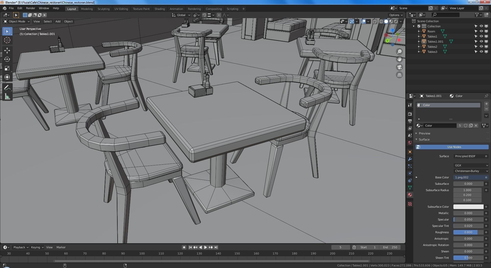 Cartoon restaurant Low-poly 3D model_6