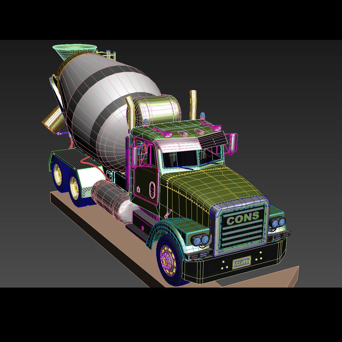 Fine Cement Truck - 3d animated mixer model 3D model_14