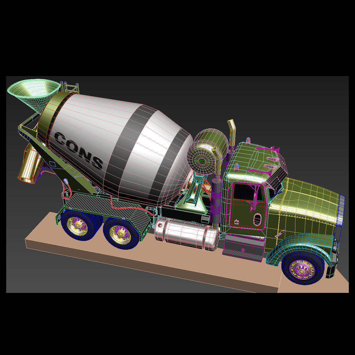 Fine Cement Truck - 3d animated mixer model 3D model_15