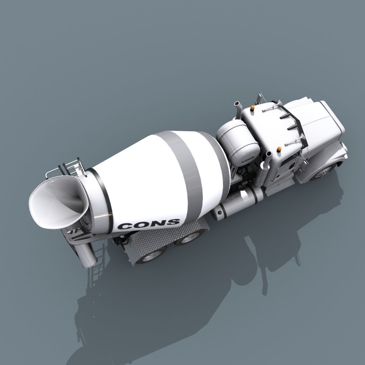 Fine Cement Truck - 3d animated mixer model 3D model_8