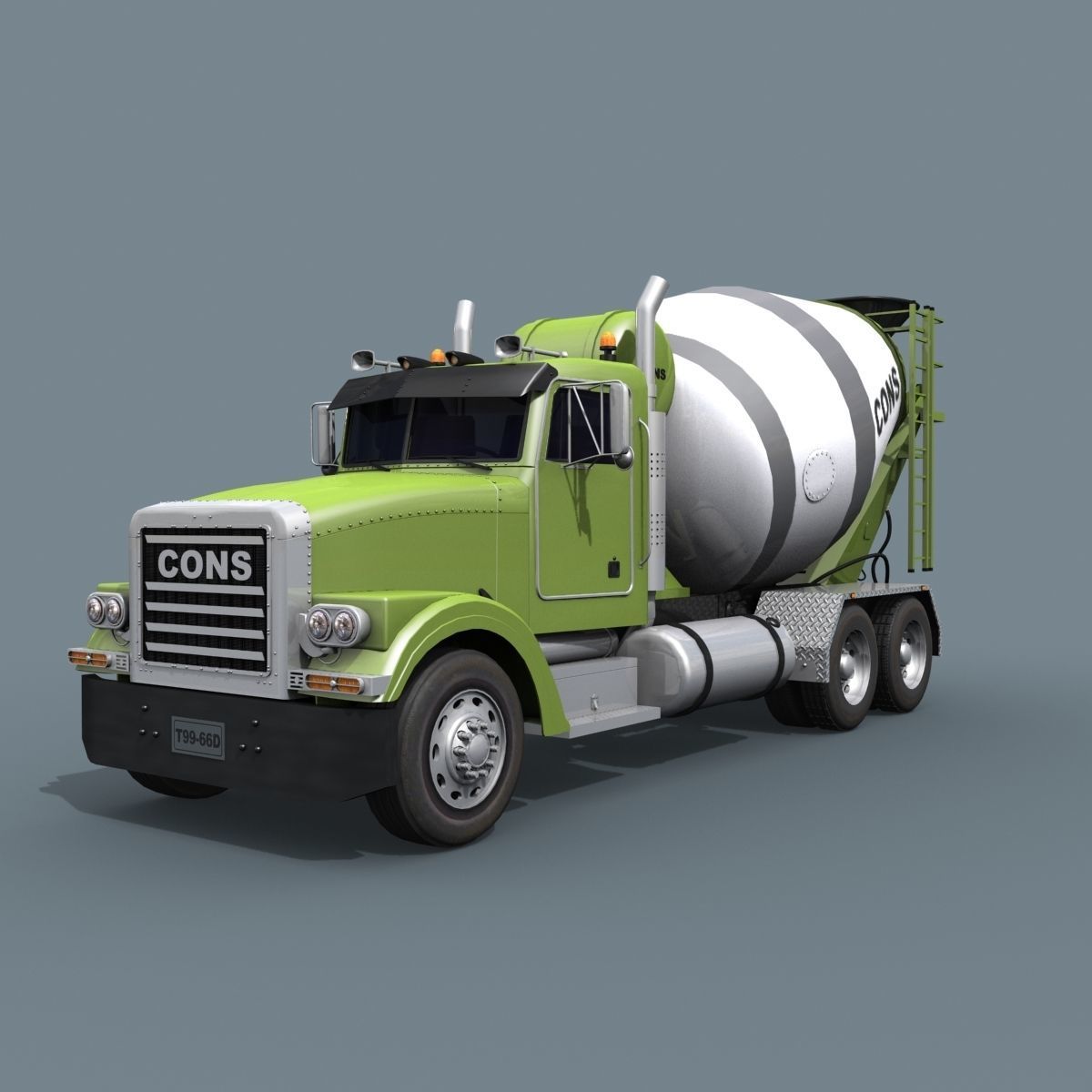 Fine Cement Truck - 3d animated mixer model 3D model_2