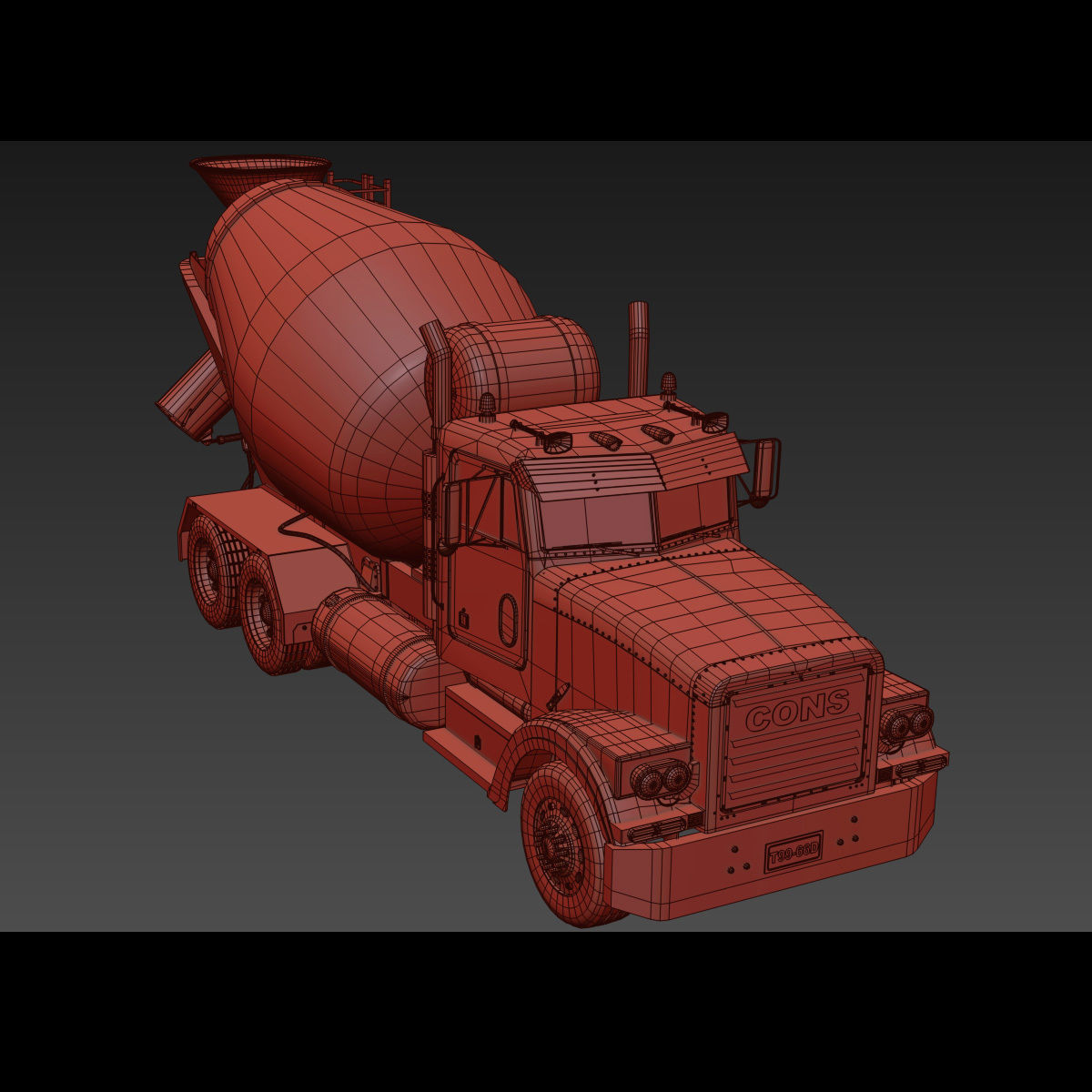 Fine Cement Truck - 3d animated mixer model 3D model_12