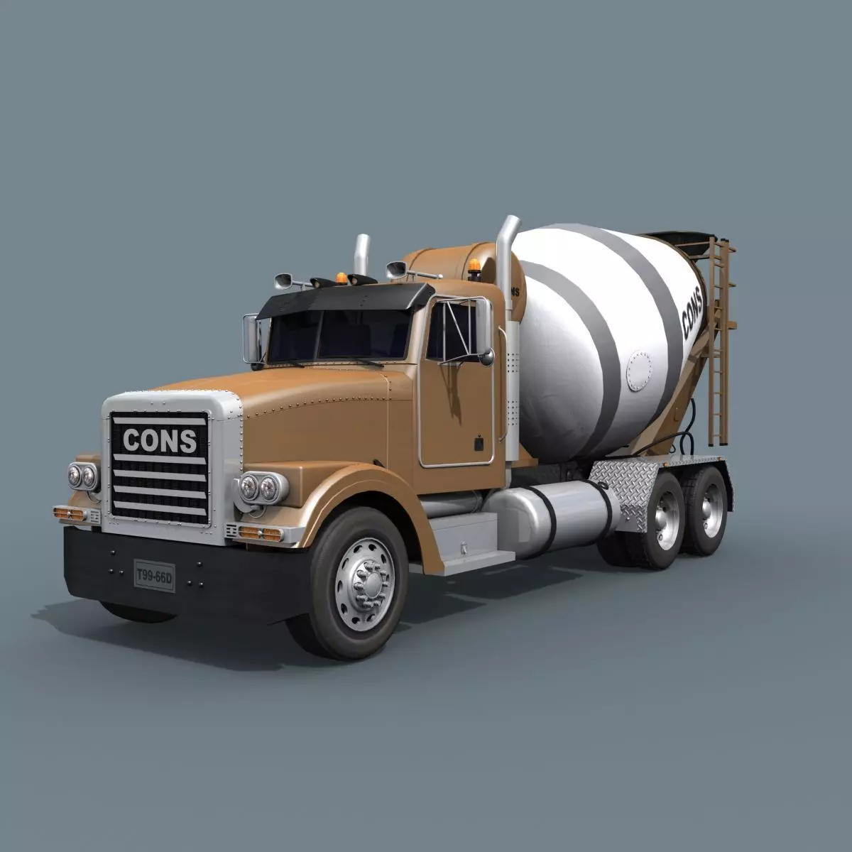 Fine Cement Truck - 3d animated mixer model 3D model_0