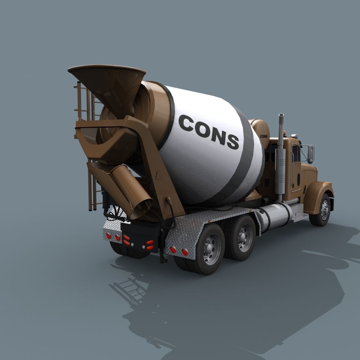 Fine Cement Truck - 3d animated mixer model 3D model_7