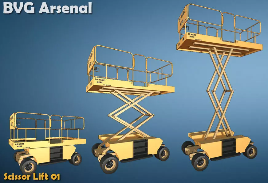 Scissor Lift - HQ Low-poly 3D model_0