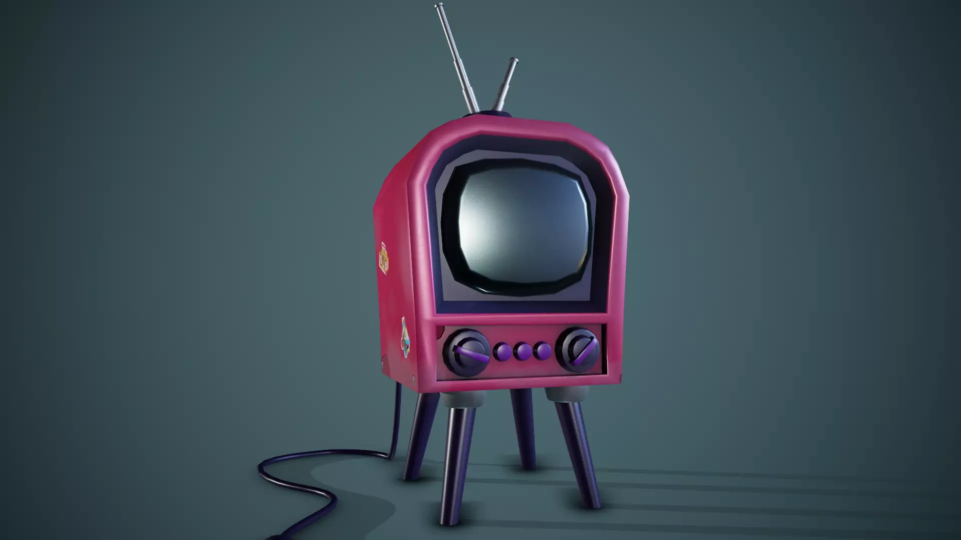 Stylized Retro Tv - Tutorial Included Low-poly 3D model_0