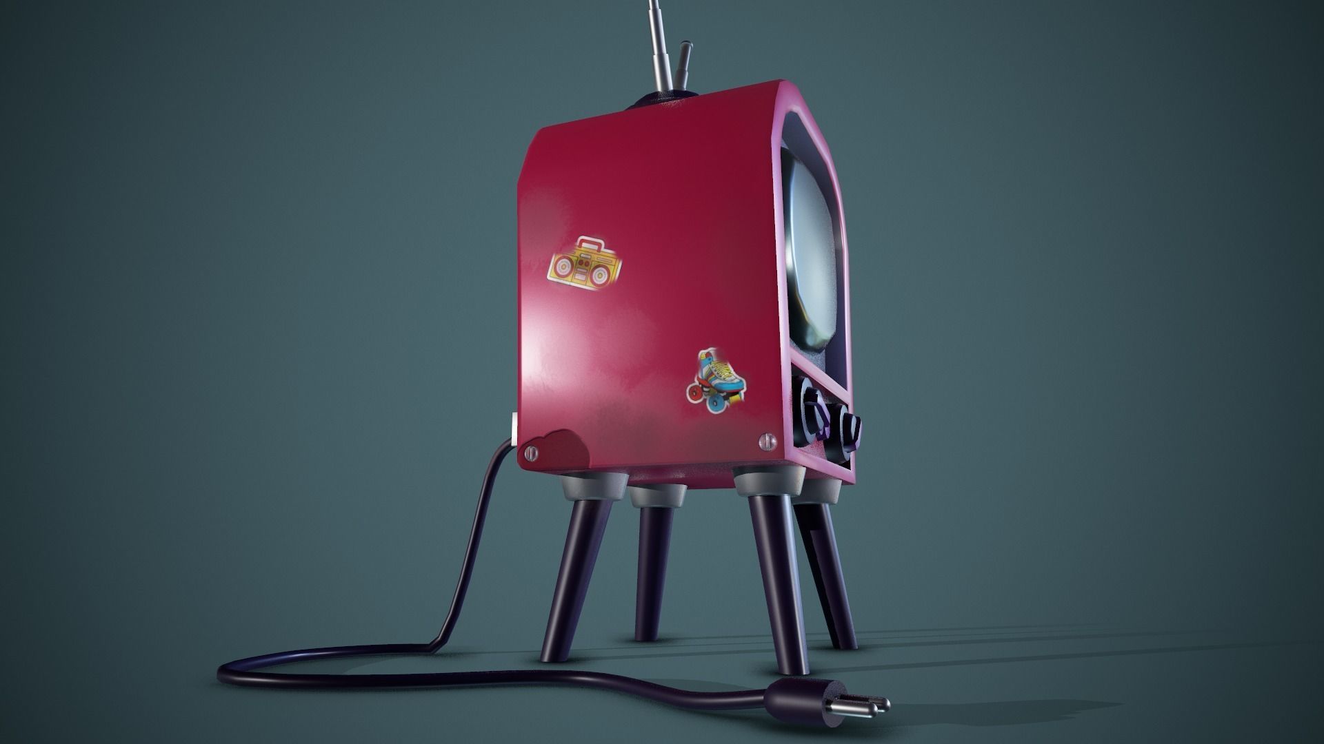 Stylized Retro Tv - Tutorial Included Low-poly 3D model_12