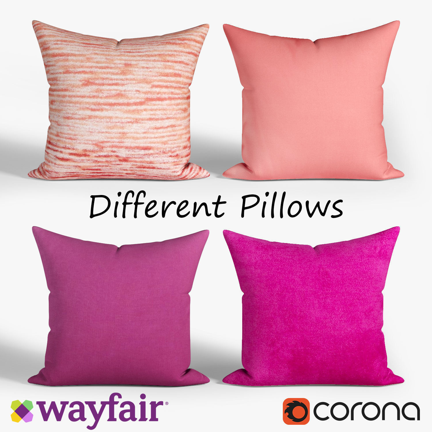 Decorative pillows 026 set 3D model_1