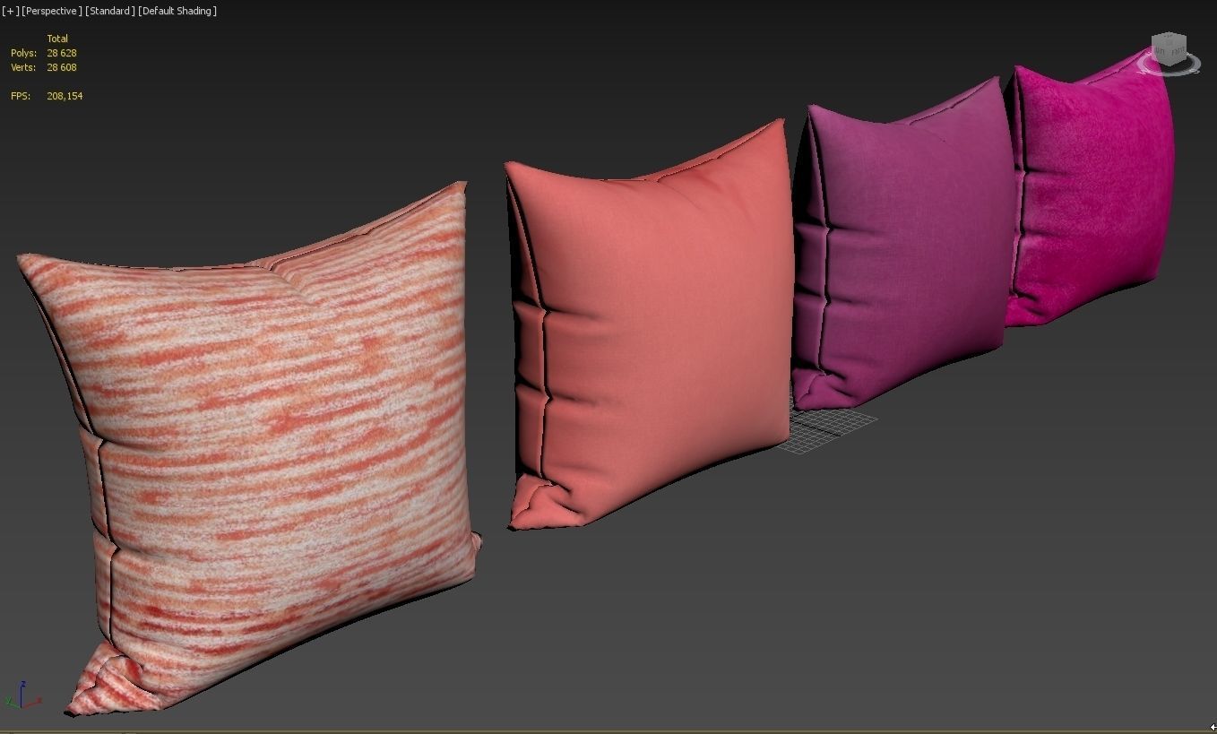 Decorative pillows 026 set 3D model_2