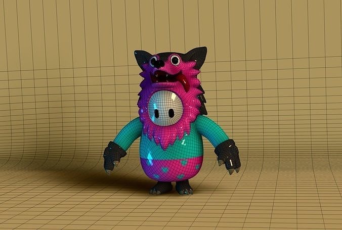 Fall Guys wolf lowpoly Low-poly 3D model