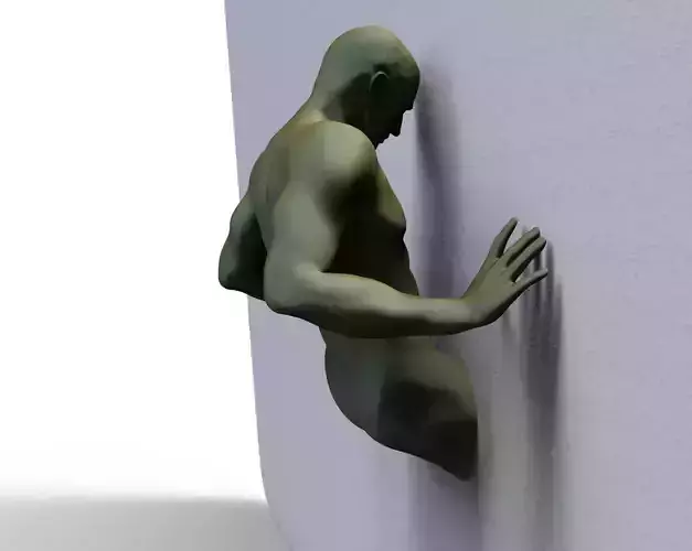 Man coming out of wall inspired by Matteo Pugliese  Art piece 3D print model