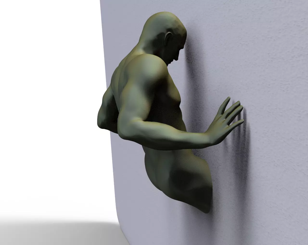 Man coming out of wall inspired by Matteo Pugliese  Art piece 3D print model_0