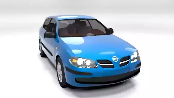NISSAN ALMERA 3DOOR LOWPOLY Low-poly 3D model