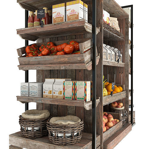 Shelves with products 3D model 5