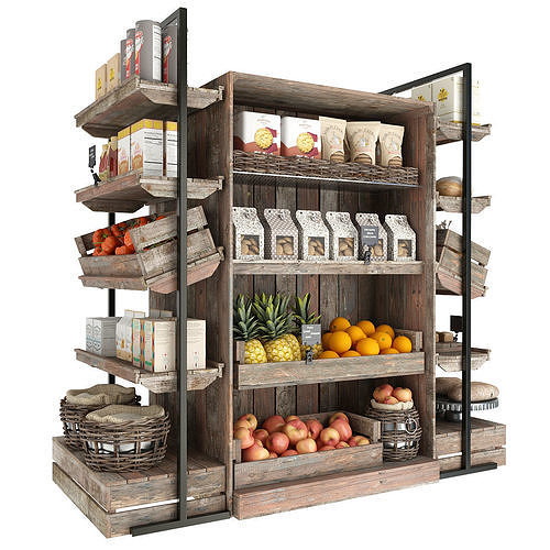 Shelves with products 3D model 3