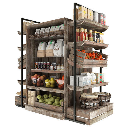 Shelves with products 3D model 7