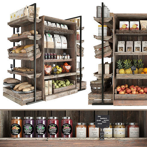 Shelves with products 3D model
