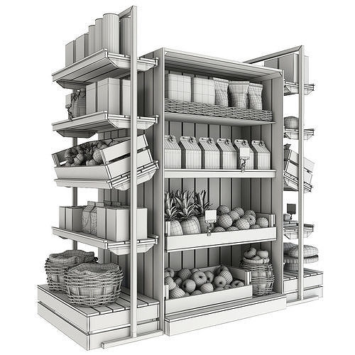 Shelves with products 3D model 4
