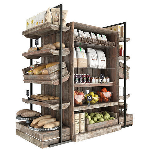 Shelves with products 3D model 2