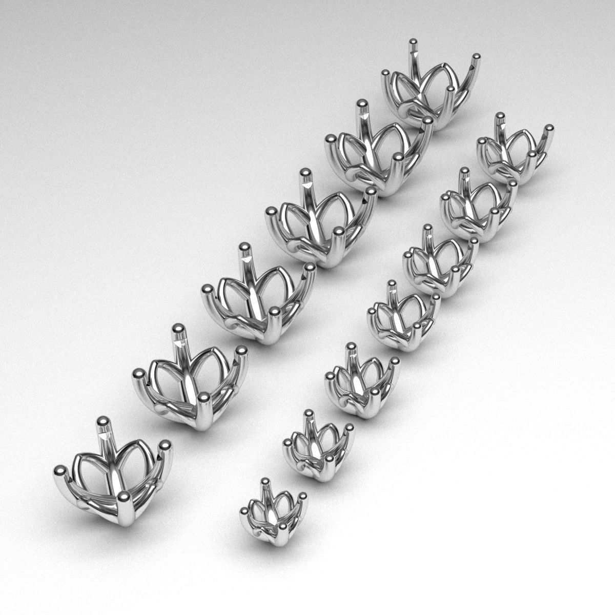 A package of engagement anniversary 4 prong printable ring heads 3D print model_1