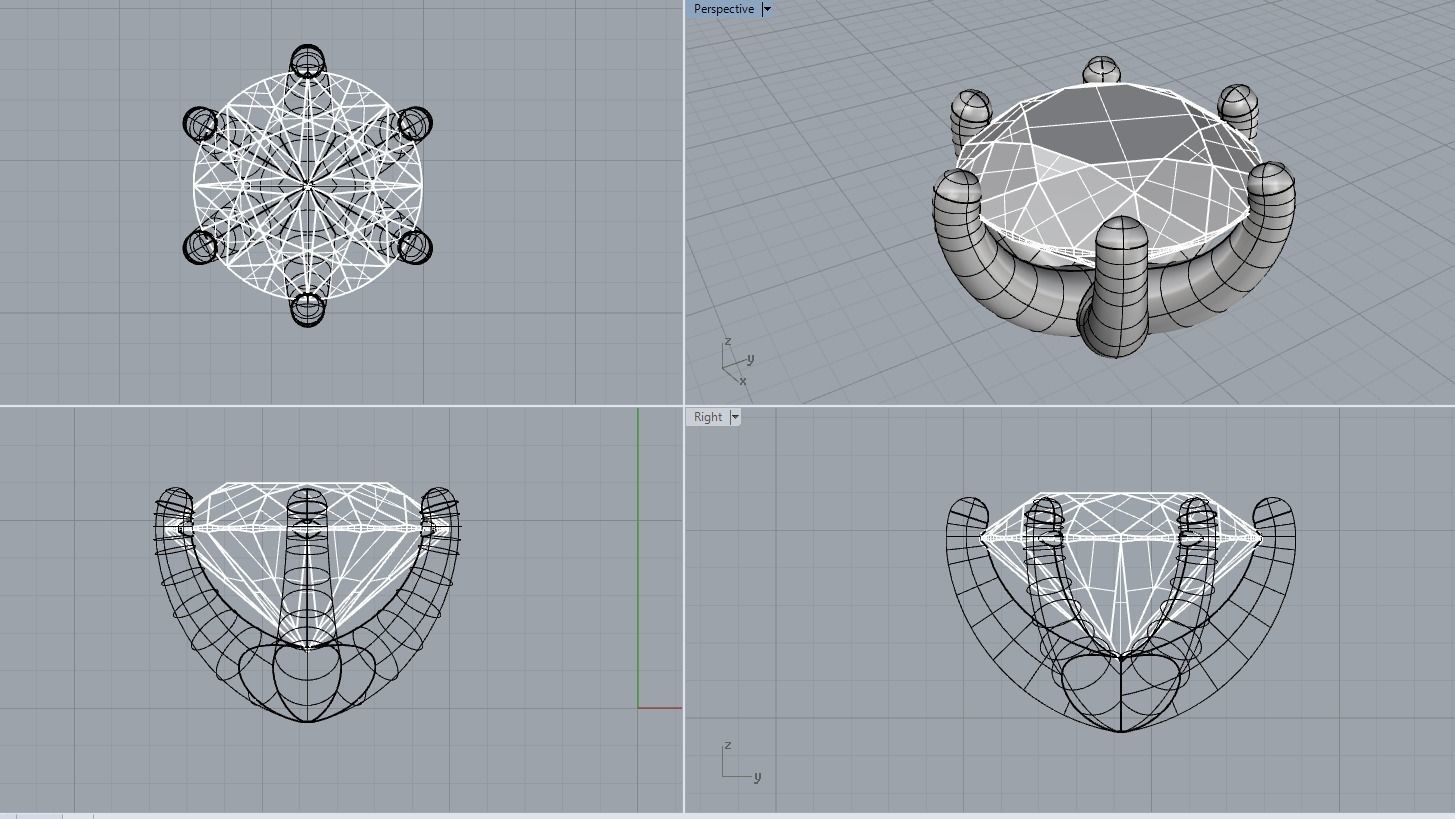 A package of solitaire ring heads engagement 6 prong printable 3D print model_3