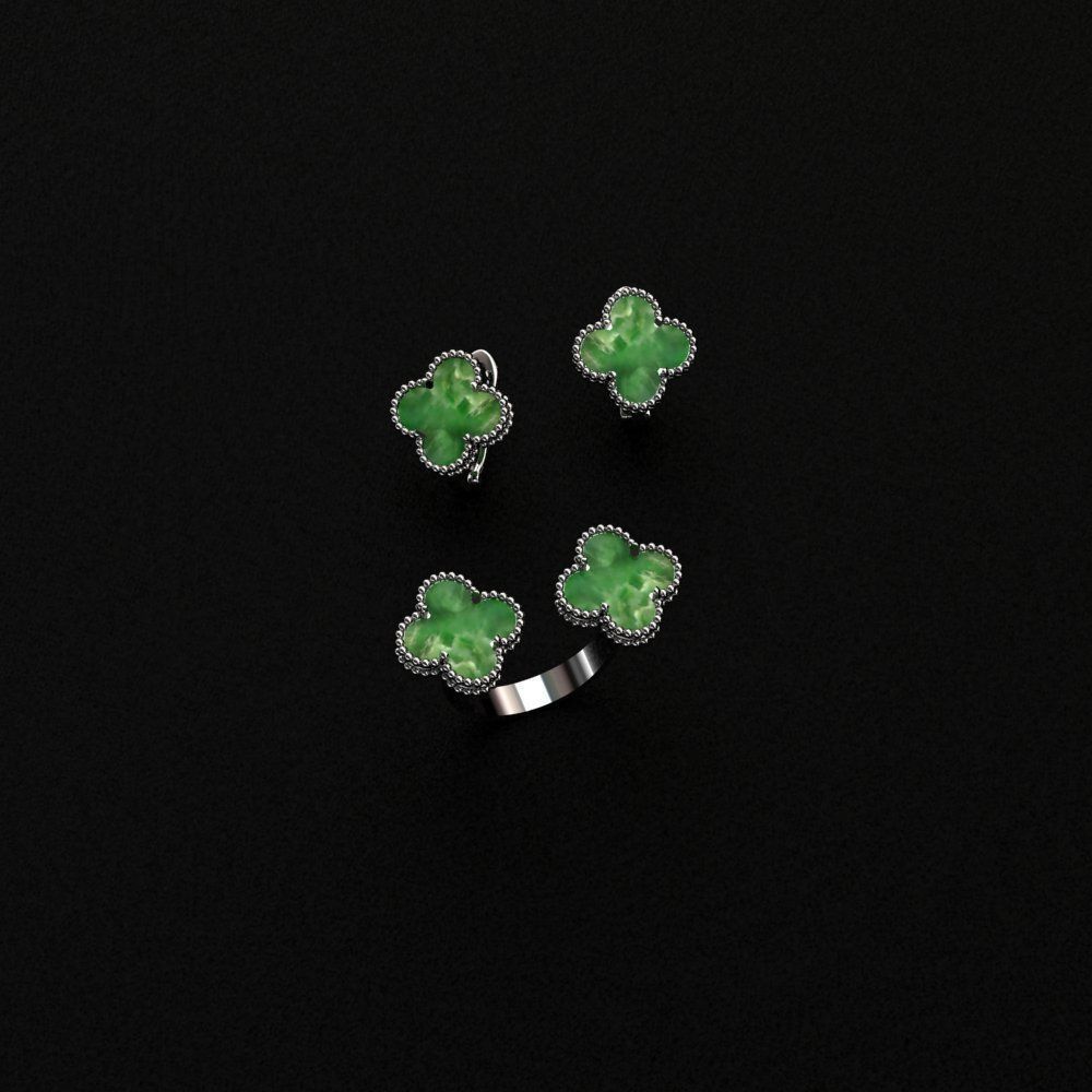 Ring and Earrings  3D print model_9