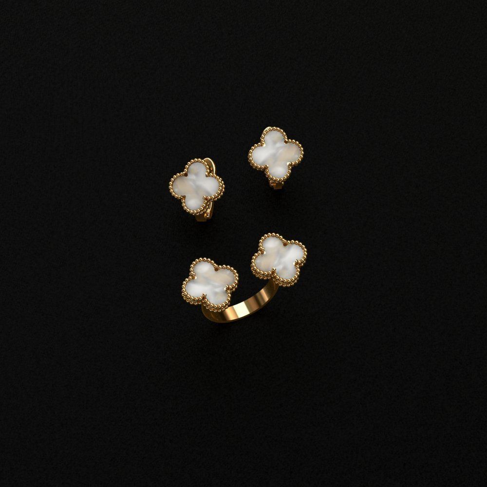 Ring and Earrings  3D print model_1