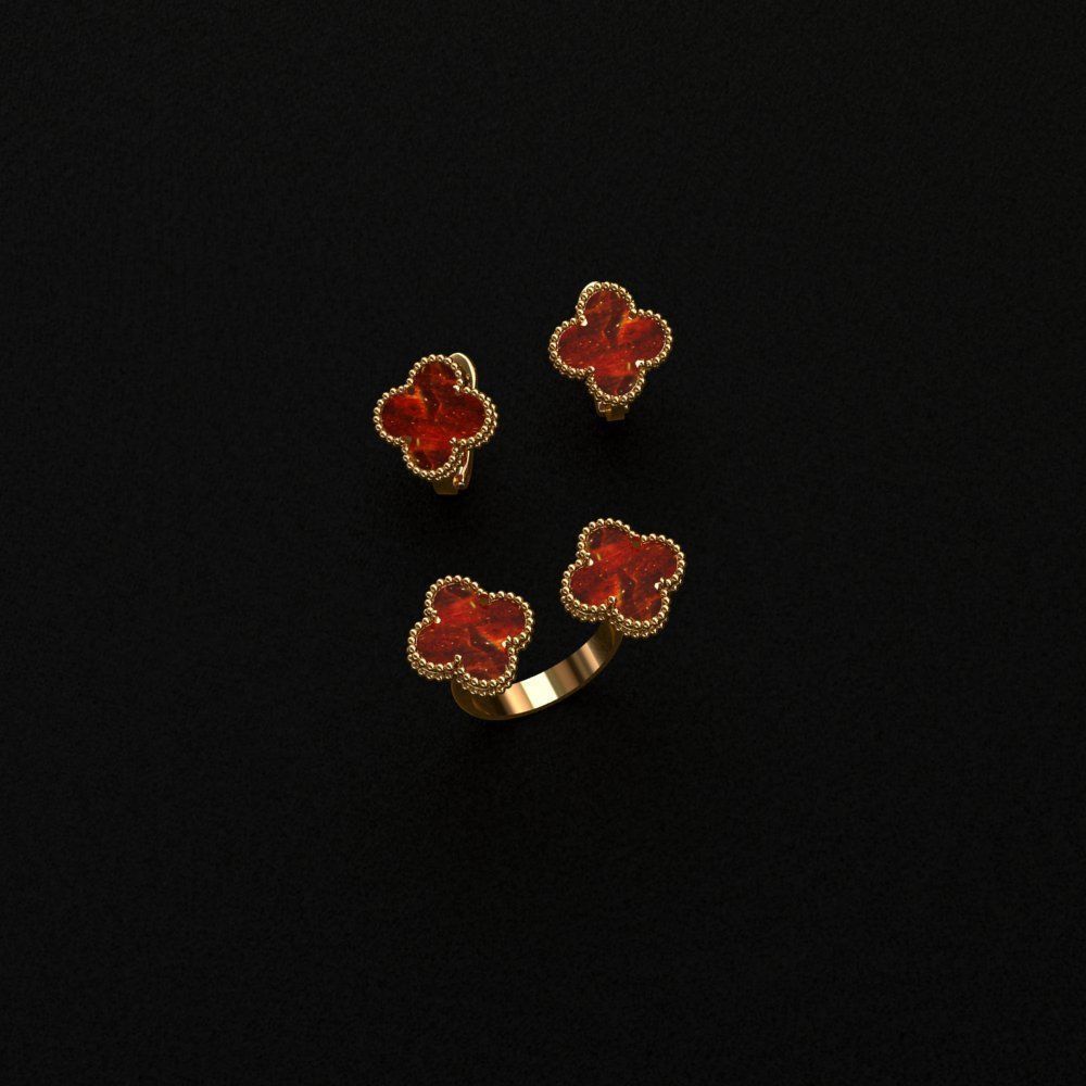 Ring and Earrings  3D print model_3