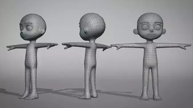 Stylized Kid Base Mesh Low-poly 3D model