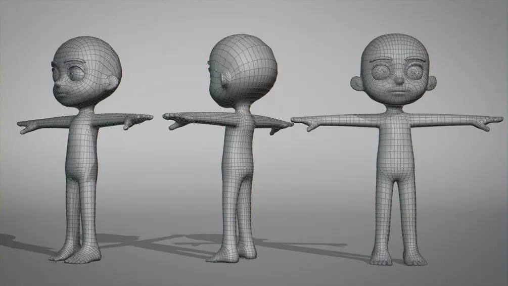 Stylized Kid Base Mesh Low-poly 3D model_0