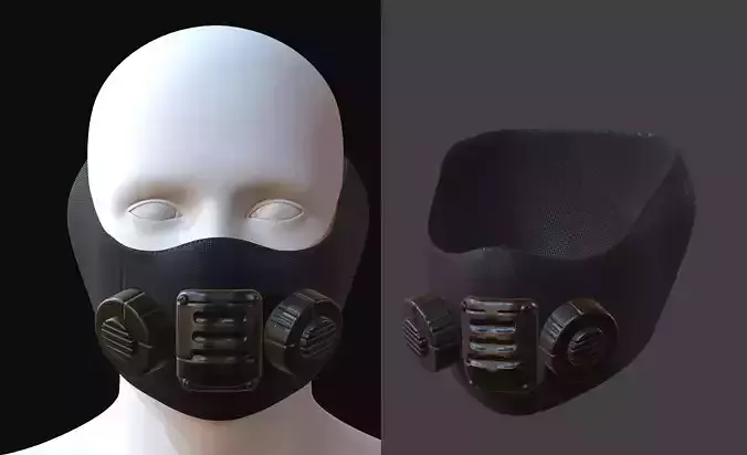 Gas mask helmet 3d model scifi Low-poly  Low-poly 3D model