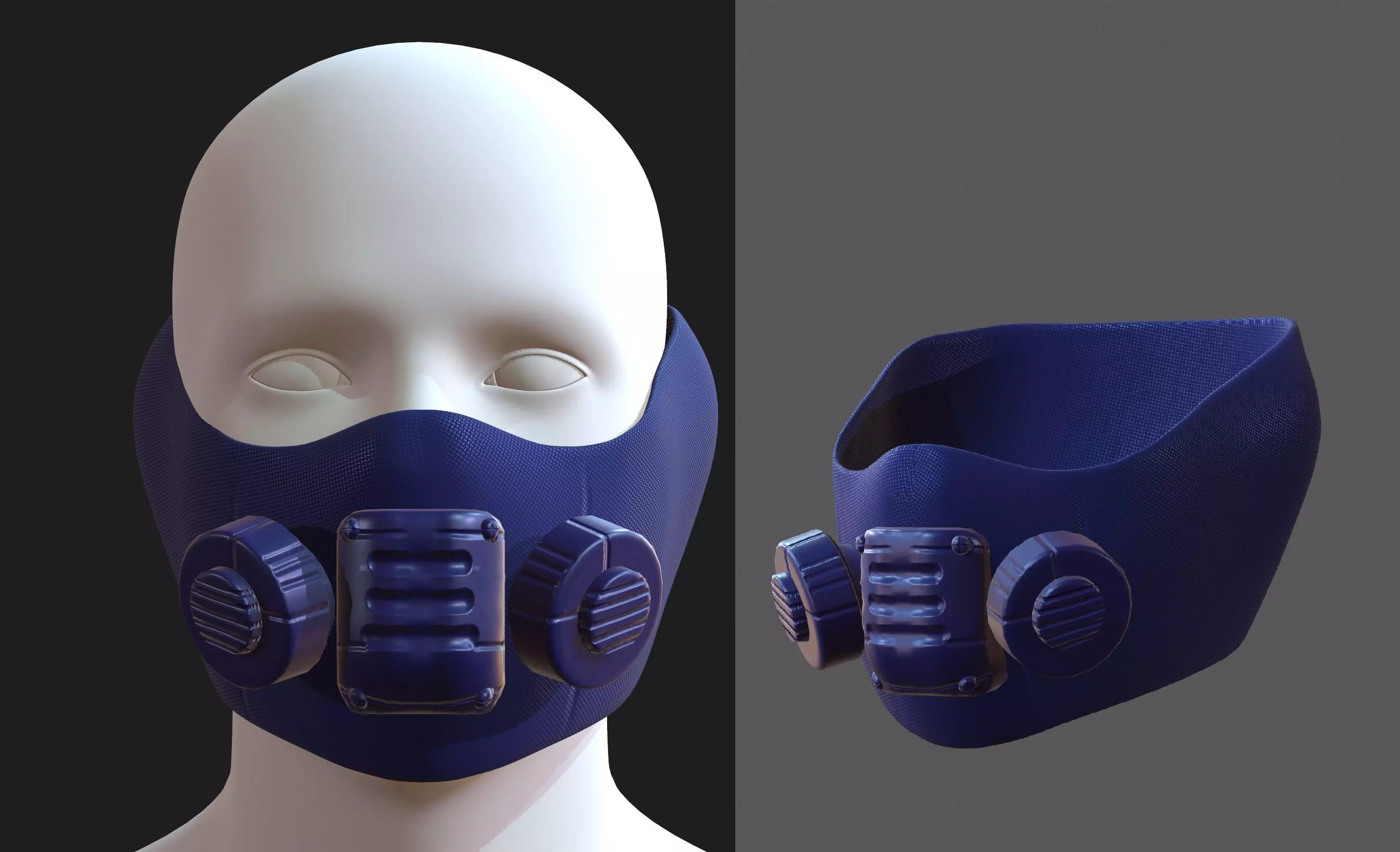 Gas mask helmet 3d model scifi Low-poly Low-poly 3D model_0