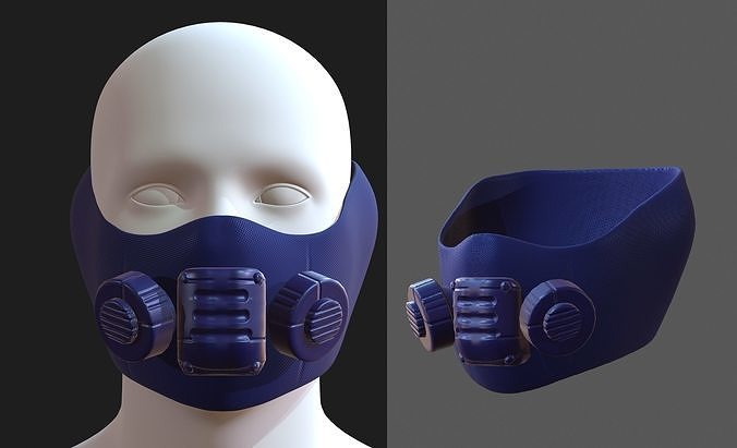 Gas mask helmet 3d model scifi Low-poly  Low-poly 3D model