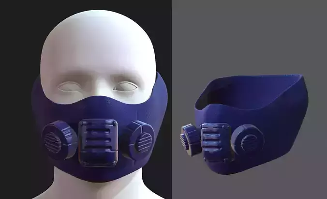 Gas mask helmet 3d model scifi Low-poly  Low-poly 3D model