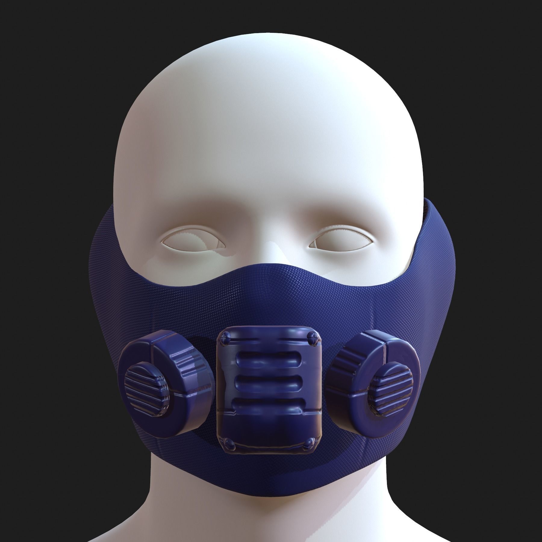 Gas mask helmet 3d model scifi Low-poly Low-poly 3D model_2